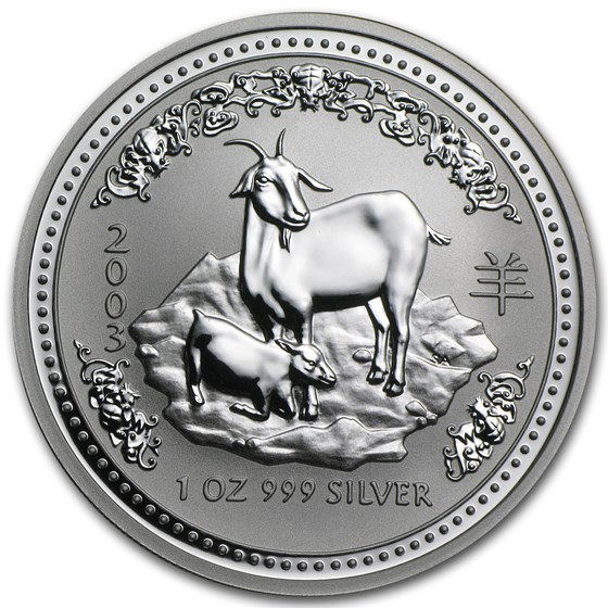 2003 Australia 1 oz Silver Year of the Goat BU (Series I) 2003 Australia 1 oz Silver Year of the Goat BU (Series I)